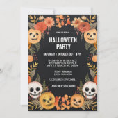 パンプキ不気味ンススカルハローウィンパーティ 招待状 (正面)