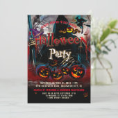 パンプキ不気味ンズウィッチハローウィンパーティ招待状 招待状 (スタンド正面)