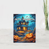 パンプキ不気味ンズハ幽霊のよく出るウスハッピーハローウィン カード (正面)