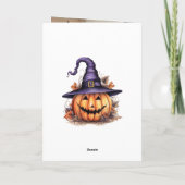 パンプキ不気味ンタイポグラフィフォトハッピーハローウィン カード (裏面)