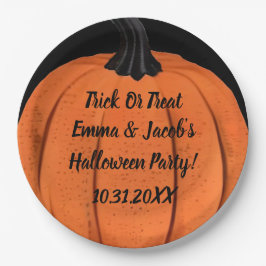パンプキ不気味ンデザインと文字オカスタムプション ペーパープレート