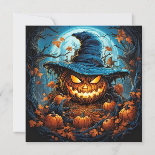 パンプキ不気味ンハッピーハローウィンアート カード (正面)
