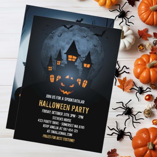 パンプキ不気味ンハロウィンとハ幽霊のよく出るウス&ムーン 招待状