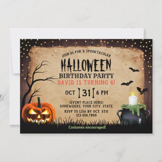 パンプキ不気味ンハロウィーンの衣装バースデーパーティー 招待状 (正面)
