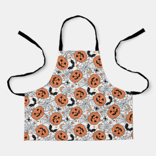 パンプキ不気味ンハロウィーンパターン エプロン