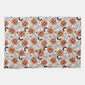 パンプキ不気味ンハロウィーンパターン キッチンタオル (横)