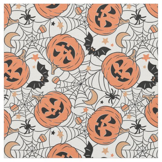 パンプキ不気味ンハロウィーンパターン ファブリック (クローズアップ)