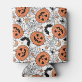 パンプキ不気味ンハロウィーンパターン 缶クーラー (裏面)
