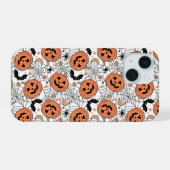 パンプキ不気味ンハロウィーンパターン iPhone 15ケース (裏面横)