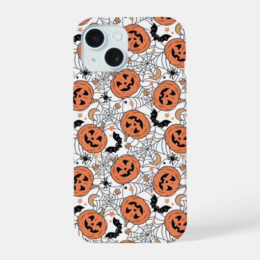 パンプキ不気味ンハロウィーンパターン iPhone 15ケース (裏面)