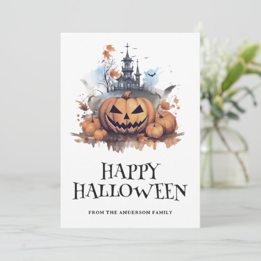 パンプキ不気味ンハ幽霊のよく出るウスハッピーハローウィンカード シーズンカード (スタンド正面)