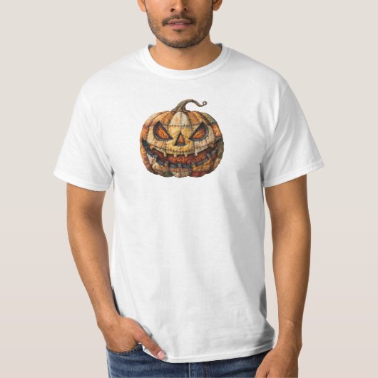 パンプキ不気味ンパッチ両面ハロウィーンTシャツ Tシャツ (正面)