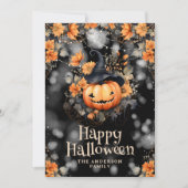 パンプキ不気味ンファミリー写真ハッピーハローウィンカード シーズンカード (正面)