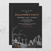 パンプキ不気味ン墓地アダルトハローウィンパーティ 招待状 (正面/裏面)