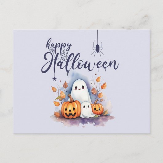 パンプキ不気味ン幽霊ハロウィーンハガキ ポストカード (正面)