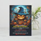 パンプキ不気味ン白熱［赤熱］光を放つハローウィンパーティ招待状 招待状 (スタンド正面)