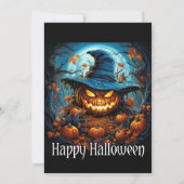 パンプキ不気味ン白熱［赤熱］光を放つハローウィンパーティ招待状 招待状 (裏面)