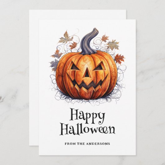 パンプキ不気味ン紅葉ハッピーハローウィンカード シーズンカード (正面/裏面)