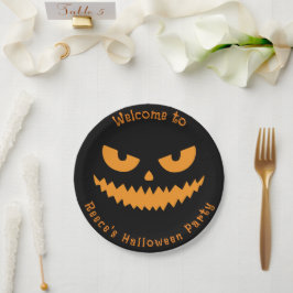 パンプキ不気味ン顔キッズハローウィンパーティ ペーパープレート