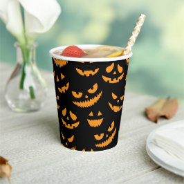 パンプキ不気味ン顔キッズハローウィンパーティ 紙コップ