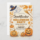 パンプキ不気味ン&こうもりテーマ 招待状 (正面/裏面)