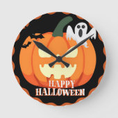 パンプキ不気味ン&幽霊ハロウィーン時計 ラウンド壁時計 (正面)
