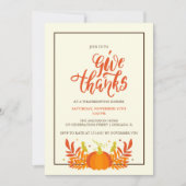 パンプキ与えン感謝してい感謝祭ディナーパーティー 招待状 (正面)