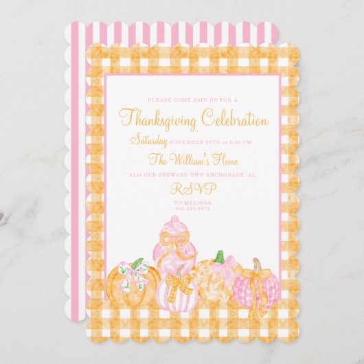 パンプキ名門私立校風のンボウズ感謝祭お祝いパーティー 招待状 (正面/裏面)