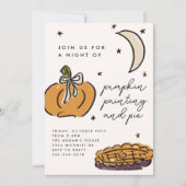 パンプキ図解入りの、写真付きのン絵画のパイハローウィンパーティ 招待状 (正面)