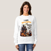 パンプキ幽霊のよく出るンと幽霊で満たされた家の道 スウェットシャツ (正面フル)