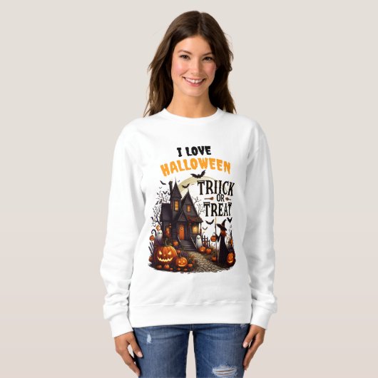 パンプキ幽霊のよく出るンと幽霊で満たされた家の道 スウェットシャツ (正面フル)