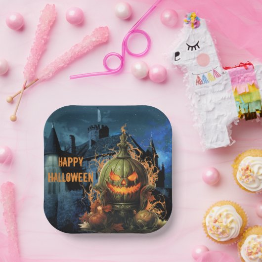 パンプキ幽霊のよく出るンアンドマンションハロウィーン ペーパープレート (パーティー)