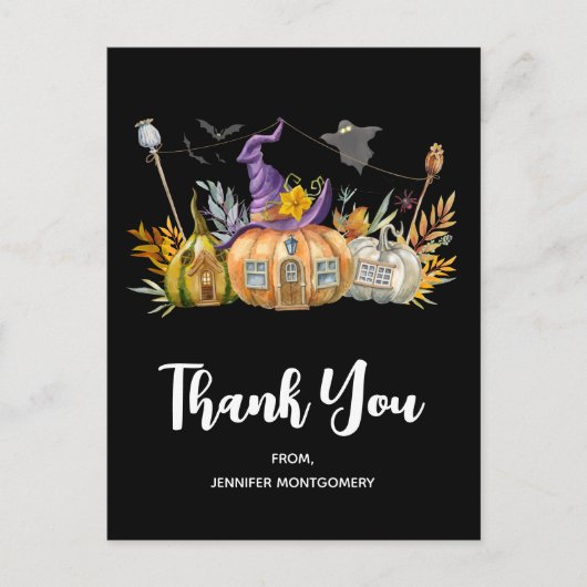 パンプキ幽霊のよく出るンハウスと幽霊&こうもりありがとう ポストカード (正面)