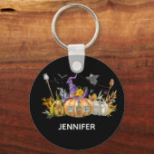 パンプキ幽霊のよく出るンハウスウィズ幽霊&こうもり キーホルダー (正面)