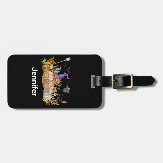 パンプキ幽霊のよく出るンハウスウィズ幽霊&こうもり ラゲッジタグ (正面横)