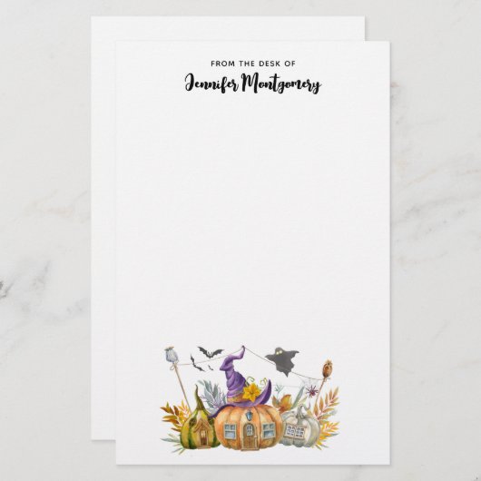 パンプキ幽霊のよく出るンハウスウィズ幽霊&こうもり 便箋 (正面/裏面)