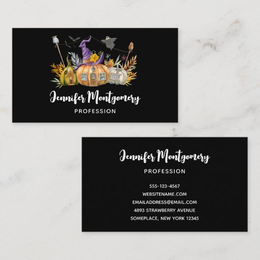 パンプキ幽霊のよく出るンハウスウィズ幽霊&こうもり 名刺 (正面/裏面)