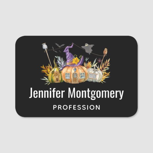 パンプキ幽霊のよく出るンハウスウィズ幽霊&こうもり 名札 (正面)