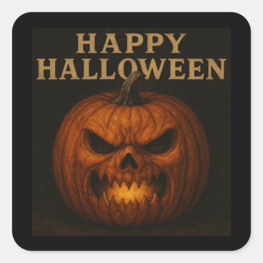 パンプキ怒ンハッピーハローウィンシール スクエアシール (正面)