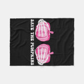 パンプキ救ンのハロウィーン乳がん待ち フリースブランケット (正面(横))