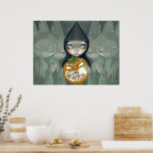 パンプキ生まれンARTのプリントの魔女ゴシックハロウィーンの ポスター (キッチン)