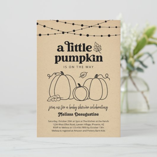 パンプキ男女兼用ンベビーシャワー招待状 招待状 (スタンド正面)