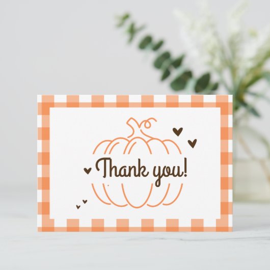 パンプキ男女兼用ンレトロベビーシャワーありがとう サンキューカード (スタンド正面)