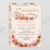 パンプキ男女兼用ン秋秋ベビーシャワー 招待状 (正面/裏面)
