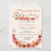 パンプキ男女兼用ン秋素朴ベビーシャワー 招待状 (正面)