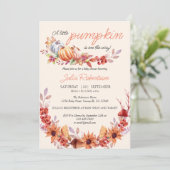 パンプキ男女兼用ン秋素朴ベビーシャワー 招待状 (スタンド正面)