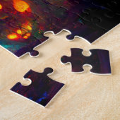 パンプキ白熱［赤熱］光を放つンハロウィーン魔法ウィッチ ジグソーパズル (側面)