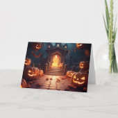 パンプキ白熱［赤熱］光を放つンハロウィーン カード (正面)