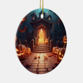 パンプキ白熱［赤熱］光を放つンハロウィーン セラミックオーナメント (右)