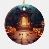 パンプキ白熱［赤熱］光を放つンハロウィーン セラミックオーナメント (裏面)